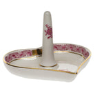 Hand-painted Herend Chinese Bouquet Raspberry Ring Holder Garnishment in fine porcelain, 4in L X 2.5in H, on a white background