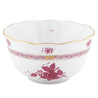 Hand-painted Herend Chinese Bouquet Raspberry Round Bowl in fine porcelain, (3.5 PT) 7.5in D, on a white background