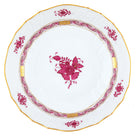 Hand-painted Herend Chinese Bouquet Raspberry Scalloped Dinner Bowl in fine porcelain, 8in D X 2in H, on a white background