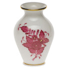 Hand-painted Herend Chinese Bouquet Raspberry Small Bud Vase with Lip in fine porcelain, 2.5in H, on a white background