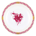 Hand-painted Herend Chinese Bouquet Raspberry Tea Saucer Cup & Saucer Set in fine porcelain, 6in D, on a white background