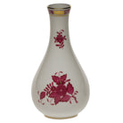Hand-painted Herend Chinese Bouquet Raspberry Vase in fine porcelain, 6.5in H, on a white background