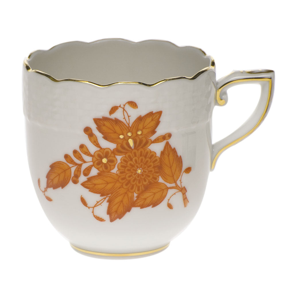Hand-painted Herend Chinese Bouquet Rust After Dinner Cup in fine porcelain, on a white background