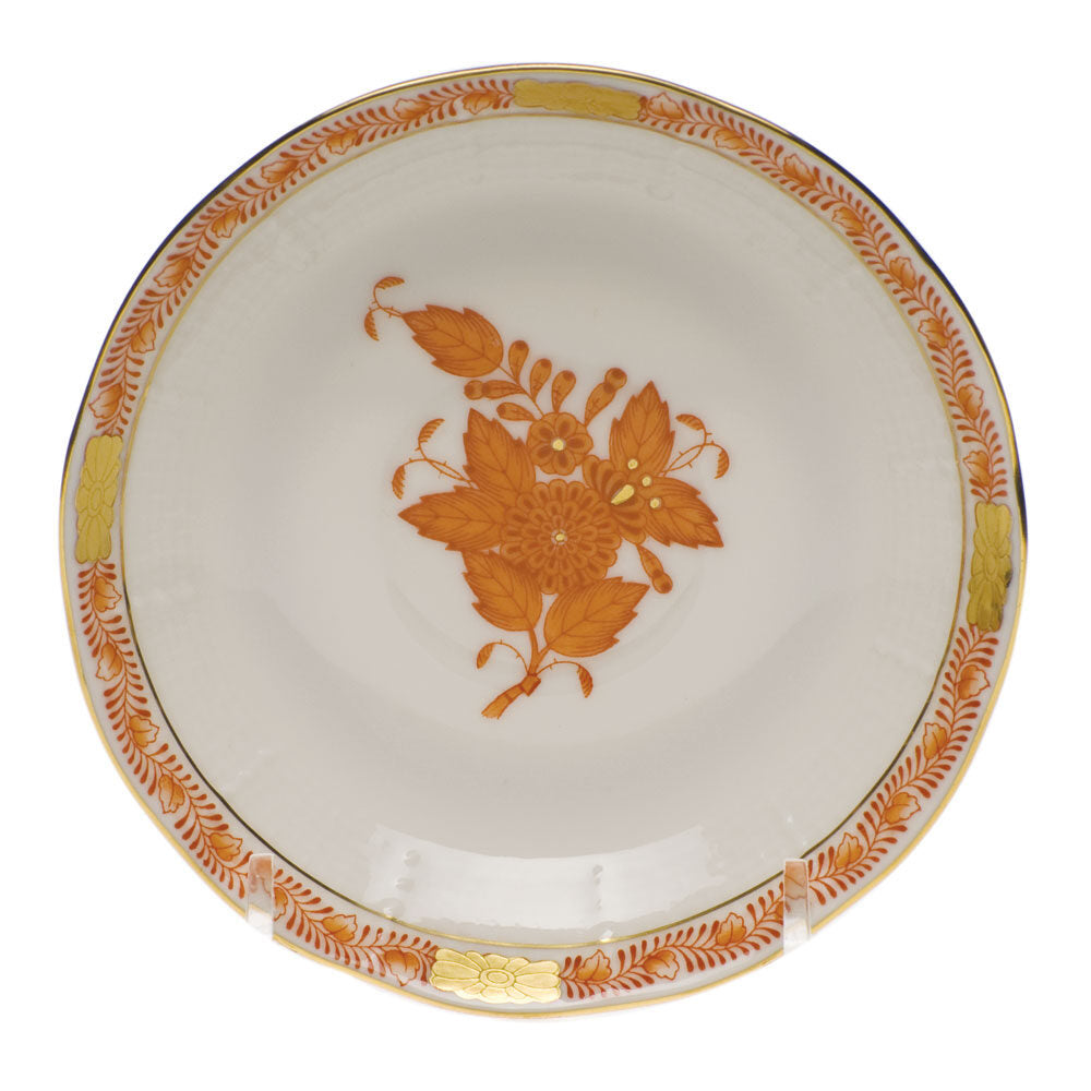 Hand-painted Herend Chinese Bouquet Rust After Dinner Saucer in fine porcelain, 4.5in D, on a white background