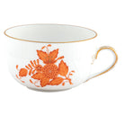 Hand-painted Herend Chinese Bouquet Rust Canton Cup Teacup in fine porcelain, on a white background