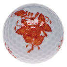 Hand-painted Herend Chinese Bouquet Rust Golf Ball Paperweight in fine porcelain, 1.75in D, on a white background