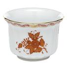 Hand-painted Herend Chinese Bouquet Rust Mini Cachepot in fine porcelain, 4.5in L X 4.5in H, on a white background