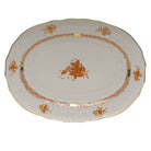 Hand-painted Herend Chinese Bouquet Rust Platter in fine porcelain, 15in L X 11.5in W, on a white background