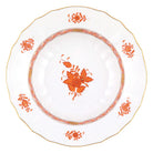 Hand-painted Herend Chinese Bouquet Rust Rim Soup Soup Plates & Rimmed Soup Bowl in fine porcelain, 9.5in D, on a white background