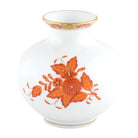 Hand-painted Herend Chinese Bouquet Rust Round Vase in fine porcelain, 4.5in H X 4.5in D, on a white background