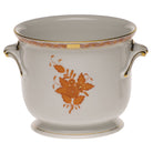 Hand-painted Herend Chinese Bouquet Rust Small Cachepot in fine porcelain, 5.75in H X 6.5in D, on a white background