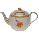 Herend Chinese Bouquet Rust Tea Pot with Rose Teapot, alternate view