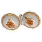 Hand-painted Herend Chinese Bouquet Rust Twin Salt Salt & Pepper Shaker Set in fine porcelain, 5.5in L, on a white background