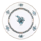 Hand-painted Herend Chinese Bouquet Turquoise & Platinum Bread and Butter Plate in fine porcelain, 6in D, on a white background