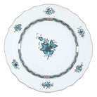 Hand-painted Herend Chinese Bouquet Turquoise & Platinum Dinner Plate in fine porcelain, 10.5in D, on a white background