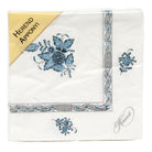 Hand-painted Herend Chinese Bouquet Turquoise & Platinum Paper Napkins Pack of 20 in fine porcelain, Individual Napkin 6.5in SQ, on a white background