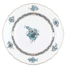 Hand-painted Herend Chinese Bouquet Turquoise & Platinum Salad Plate in fine porcelain, 7.5in D, on a white background