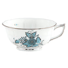 Hand-painted Herend Chinese Bouquet Turquoise & Platinum Tea Cup Cup & Saucer Set in fine porcelain, on a white background
