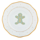 Hand-painted Herend Christmas Dessert Dessert Plate - Gingerbread in fine porcelain, 8.25in D, on a white background