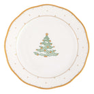 Hand-painted Herend Christmas Dessert Dinner Plate - Tree in fine porcelain, 10.5in D, on a white background