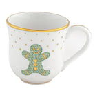 Hand-painted Herend Christmas Dessert Mug - Gingerbread Bread & Butter Plate in fine porcelain, (11 OZ) 3.5in H, on a white background