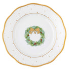Herend Christmas Dessert Plate Wreath in Forest Green - Hand-painted Hungarian porcelain by Herend. Paris Tableware.