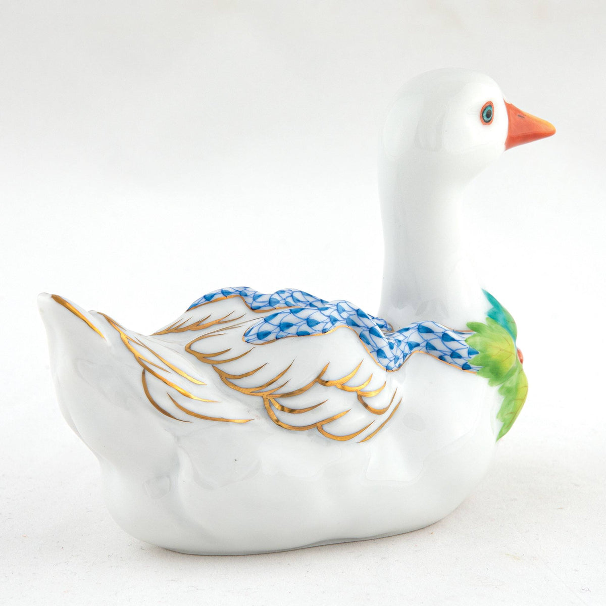 Herend Christmas Goose Figurine – Blue, alternate view
