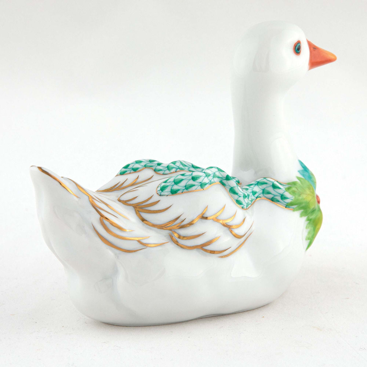 Herend Christmas Goose Figurine – Green, alternate view