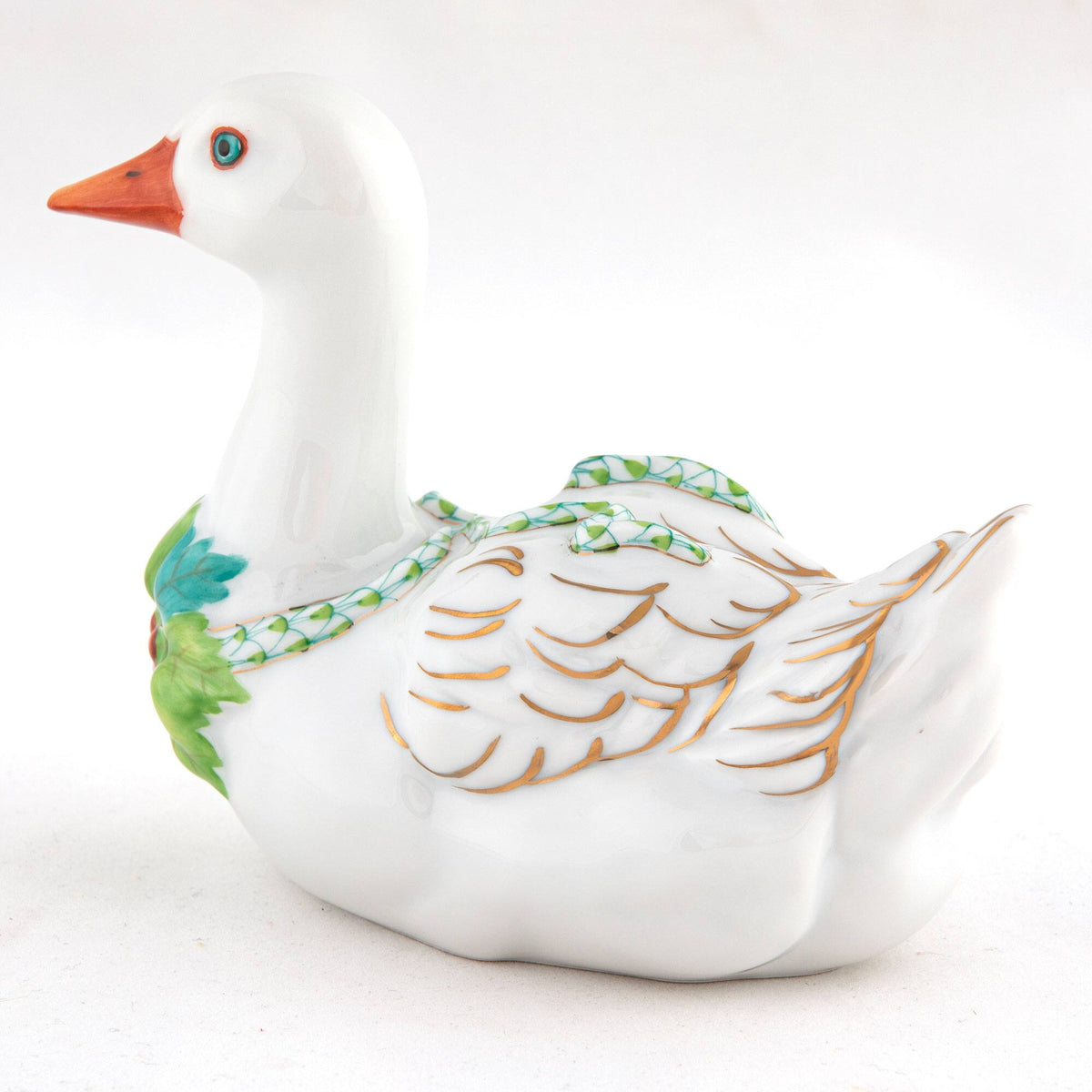 Herend Christmas Goose Figurine – Key Lime, alternate view