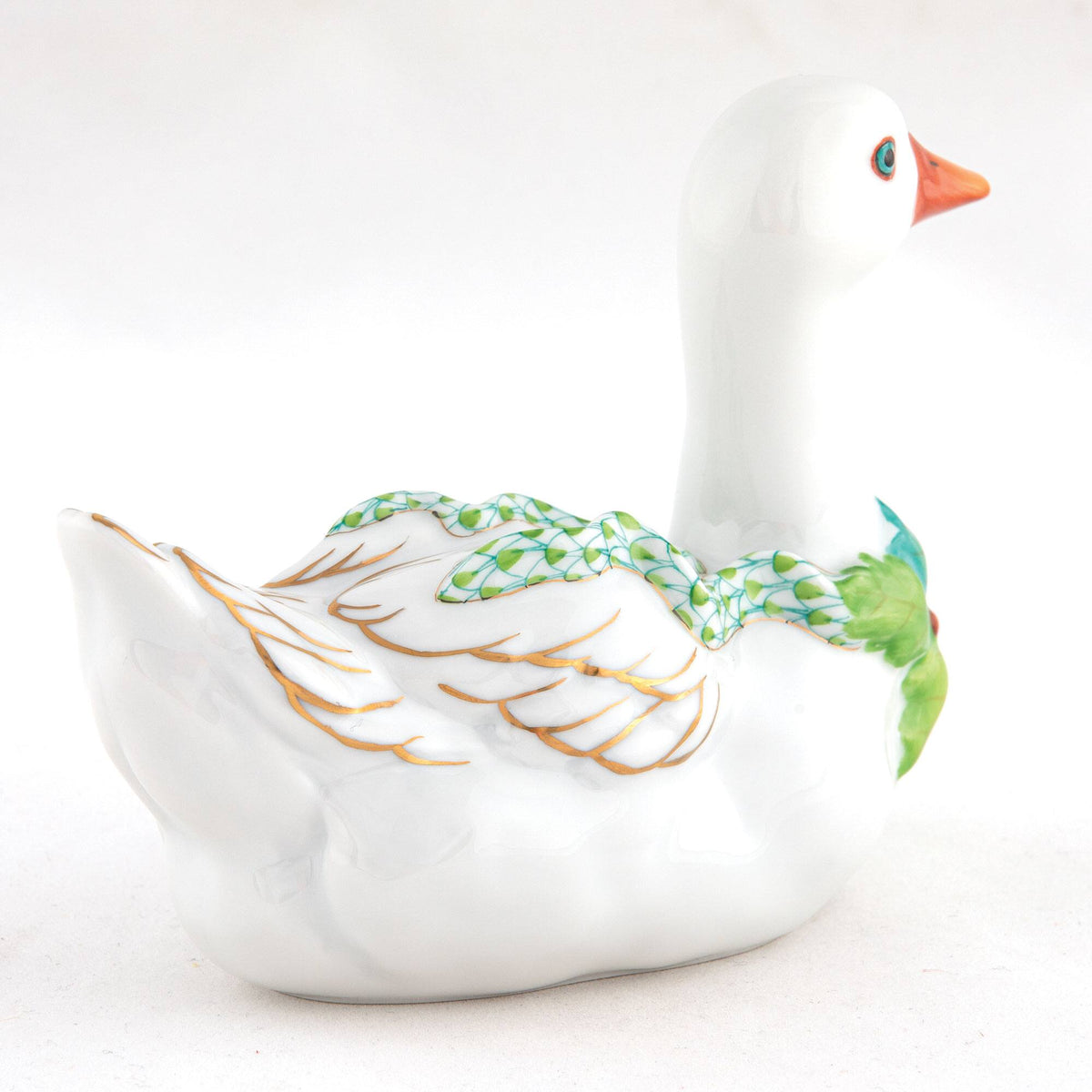 Herend Christmas Goose Figurine – Key Lime, alternate view