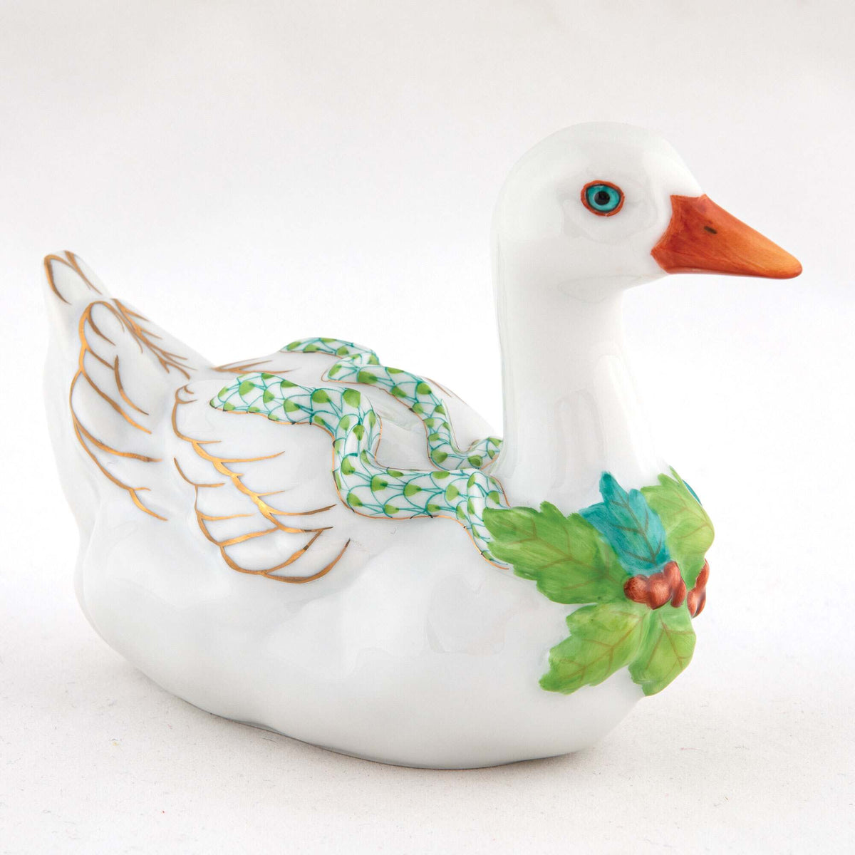 Herend Christmas Goose Figurine – Key Lime, alternate view