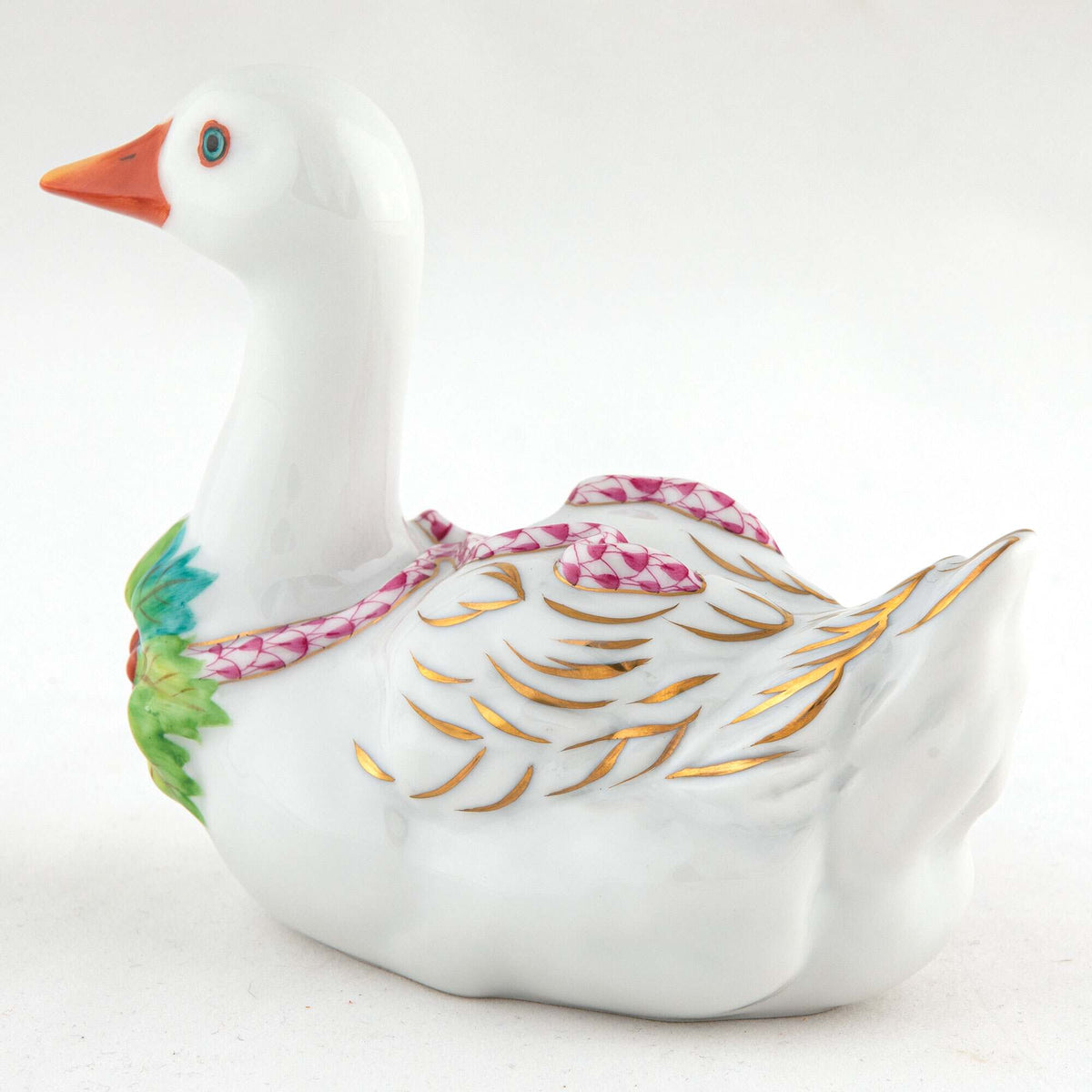 Herend Christmas Goose Figurine – Raspberry, alternate view