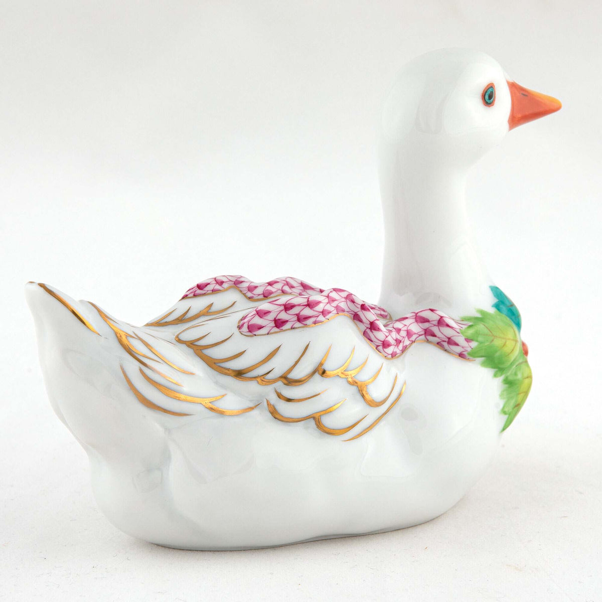 Herend Christmas Goose Figurine – Raspberry, alternate view