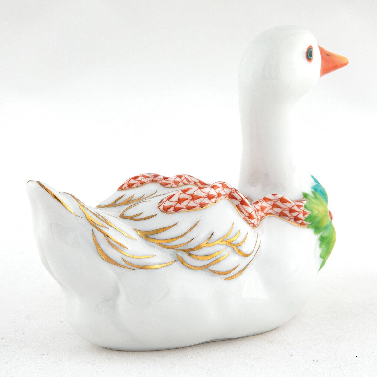 Herend Christmas Goose Figurine – Rust, alternate view