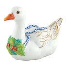 Christmas Goose Figurine in hand-painted Sapphire porcelain by Herend of Hungary