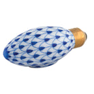 Herend Christmas Light figurine in Sapphire with deep sapphire blue fishnet pattern with gold accents on a white background