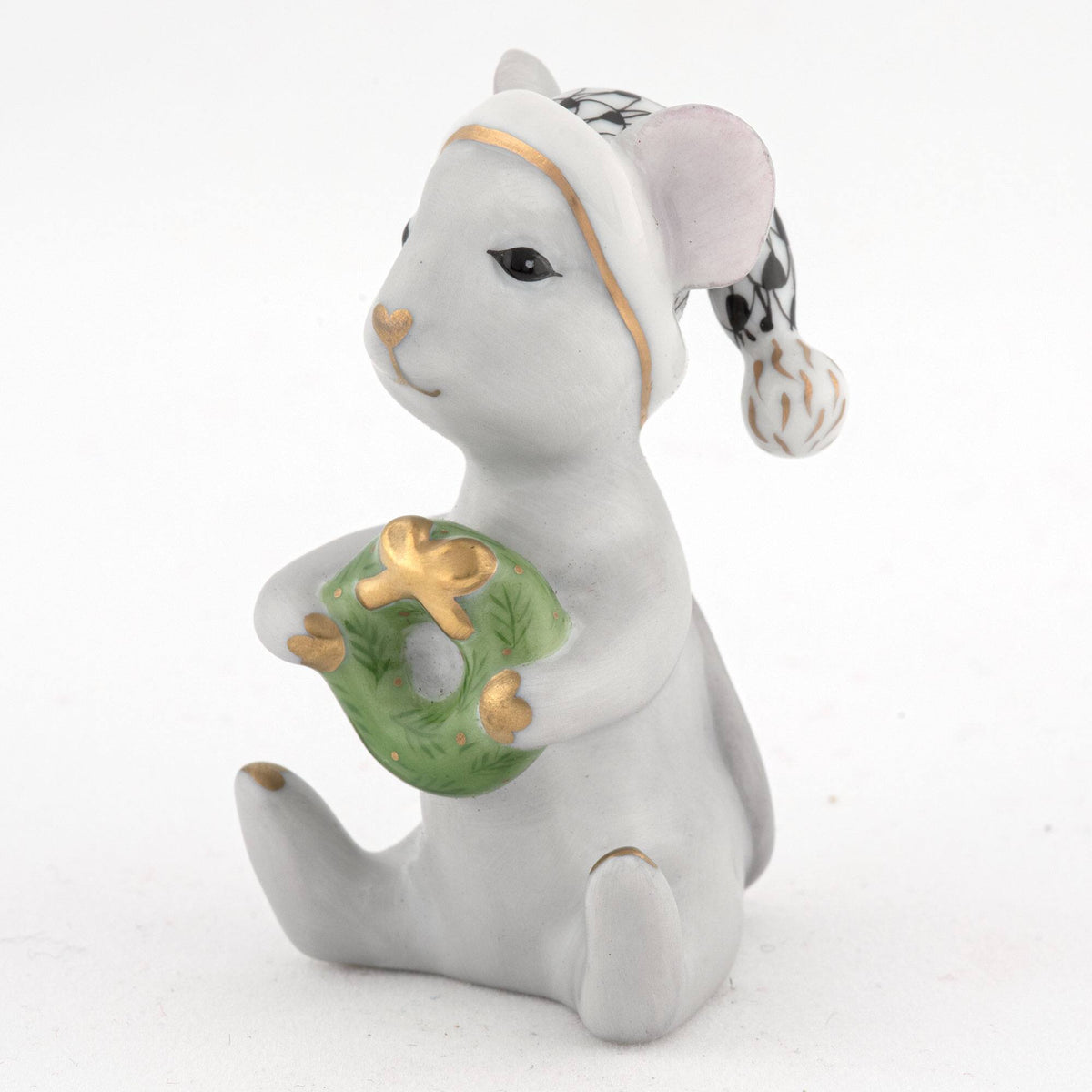 Herend Christmas Mouse Figurine – Black, alternate view
