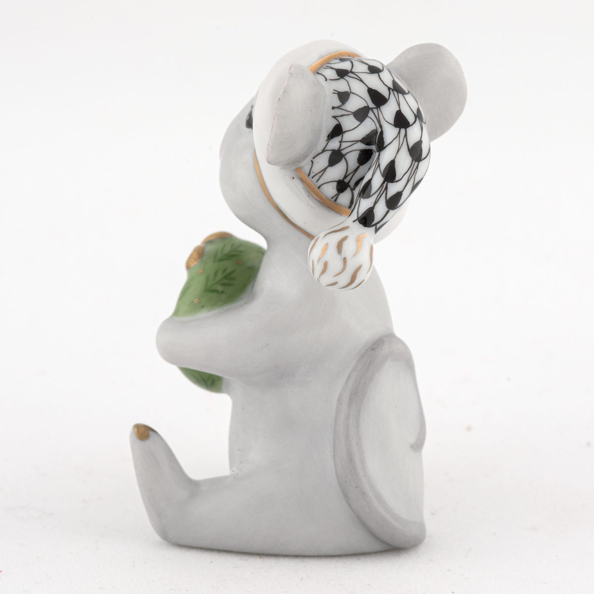 Herend Christmas Mouse Figurine – Black, alternate view