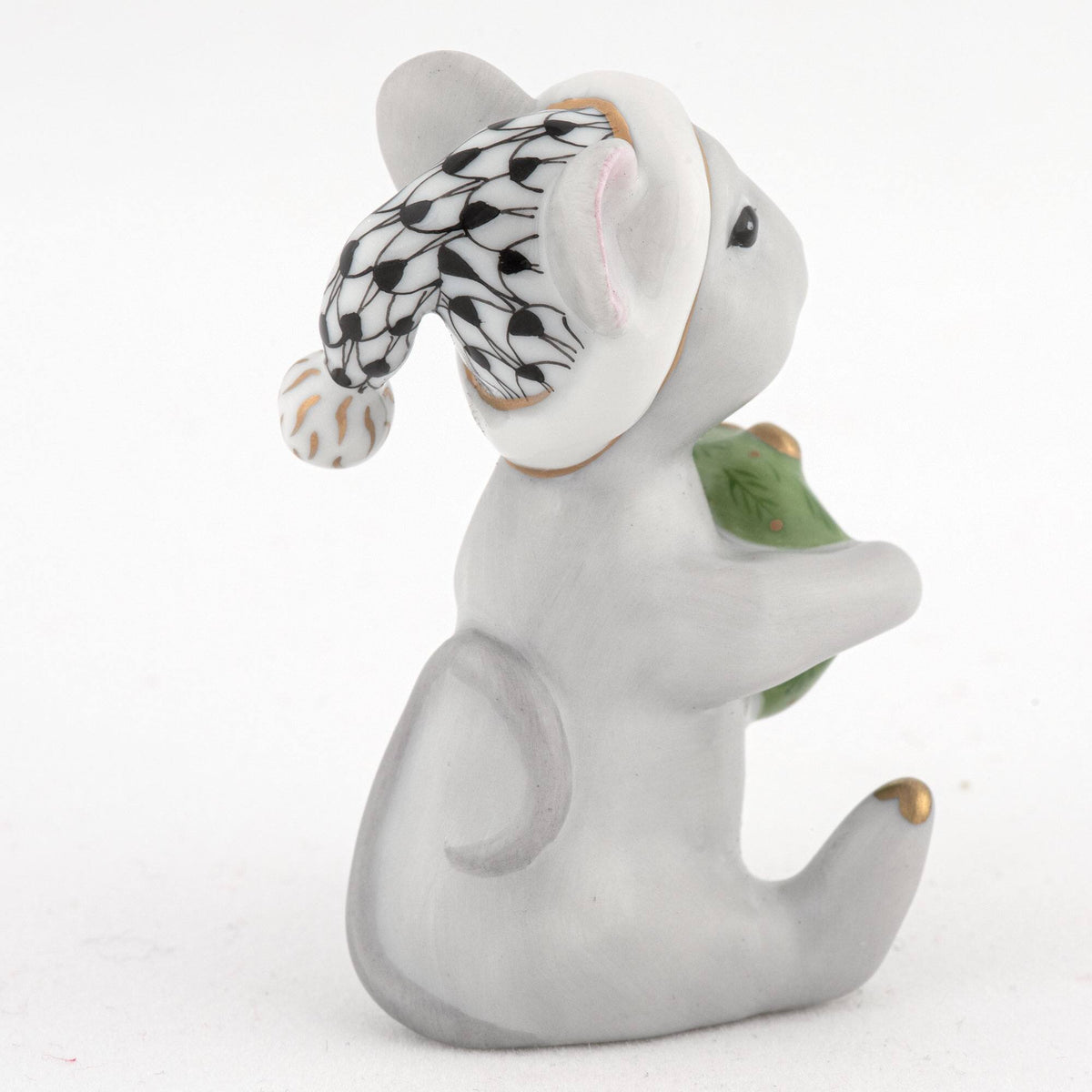 Herend Christmas Mouse Figurine – Black, alternate view
