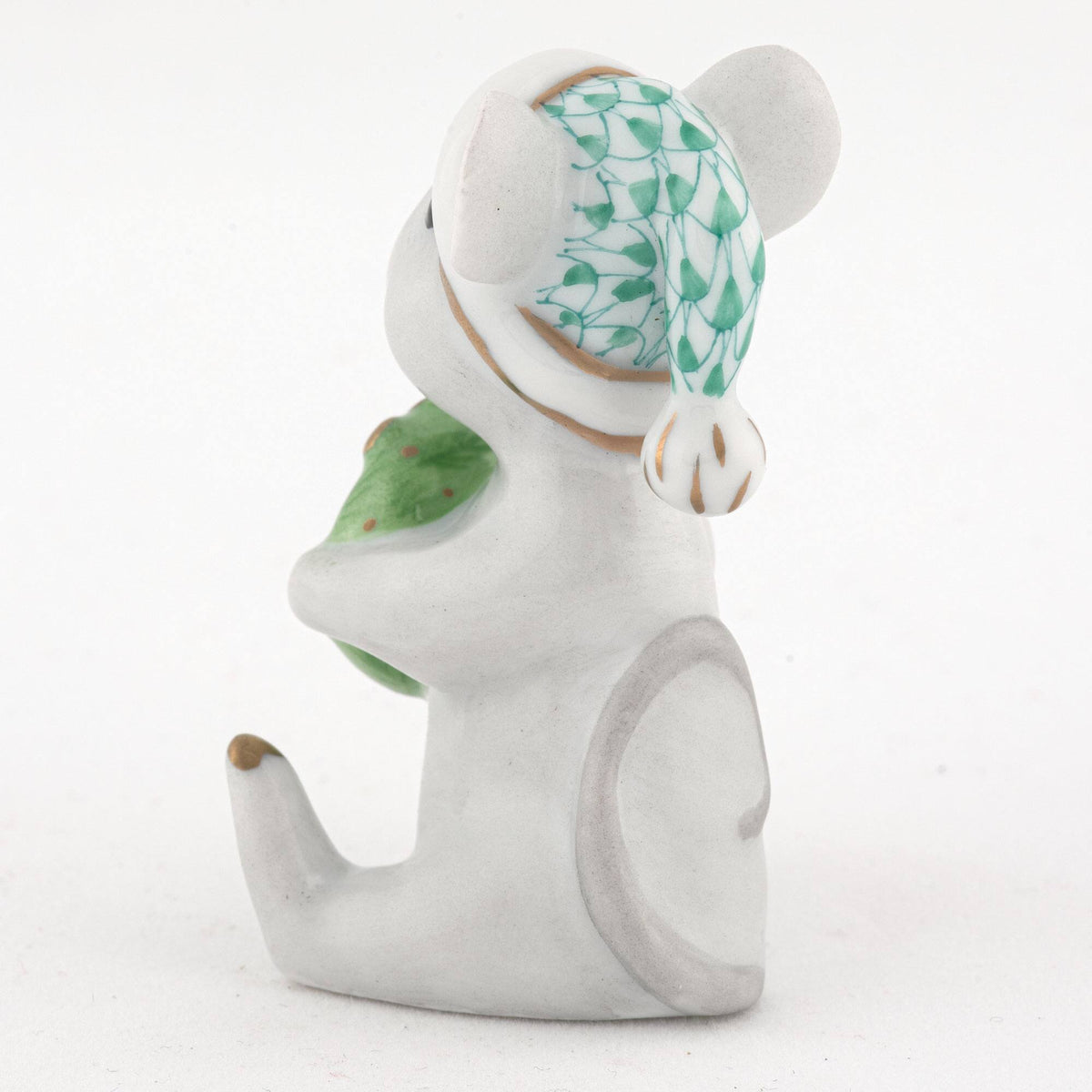 Herend Christmas Mouse Figurine – Green, alternate view