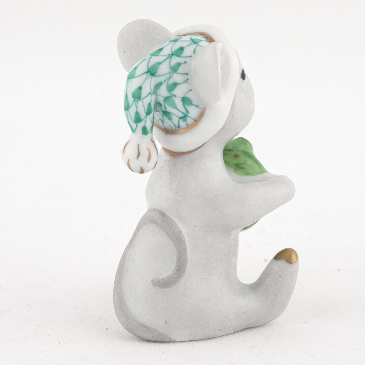 Herend Christmas Mouse Figurine – Green, alternate view