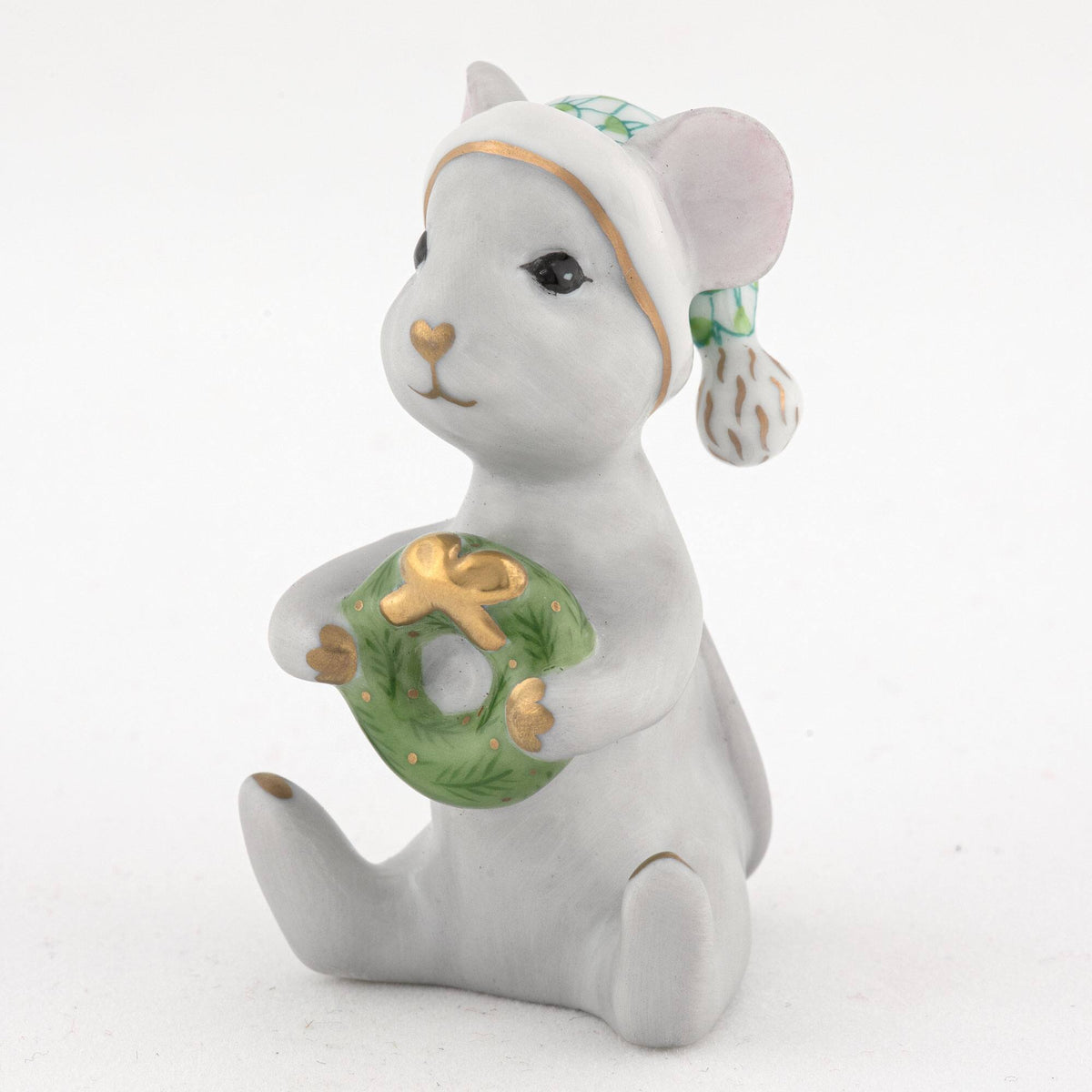 Herend Christmas Mouse Figurine – Key Lime, alternate view