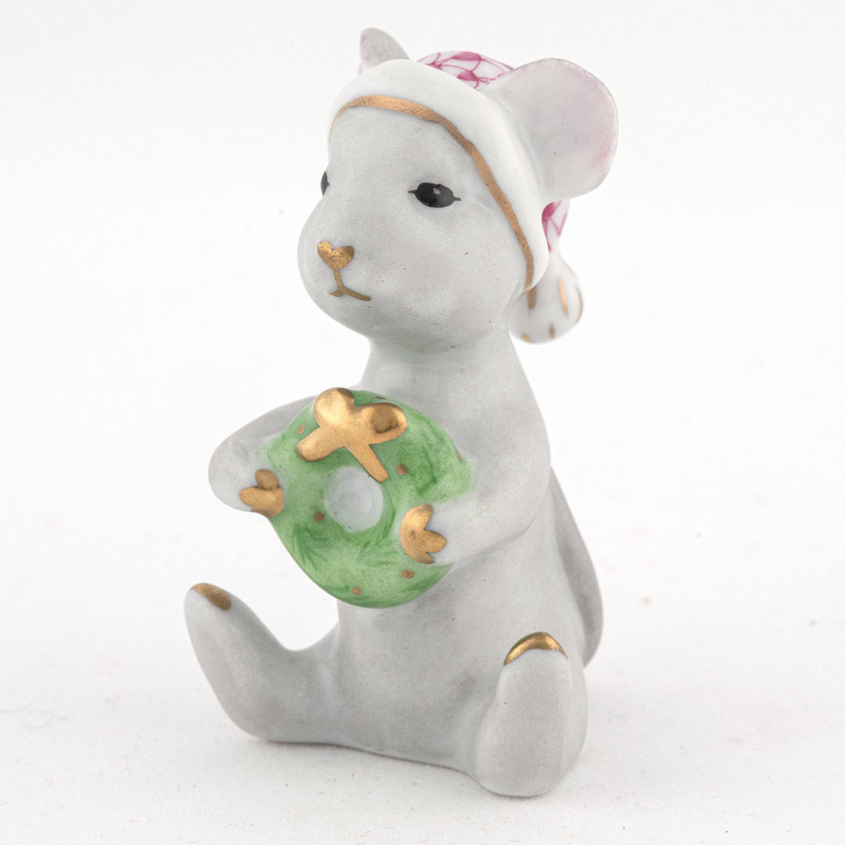 Herend Christmas Mouse Figurine – Raspberry, alternate view
