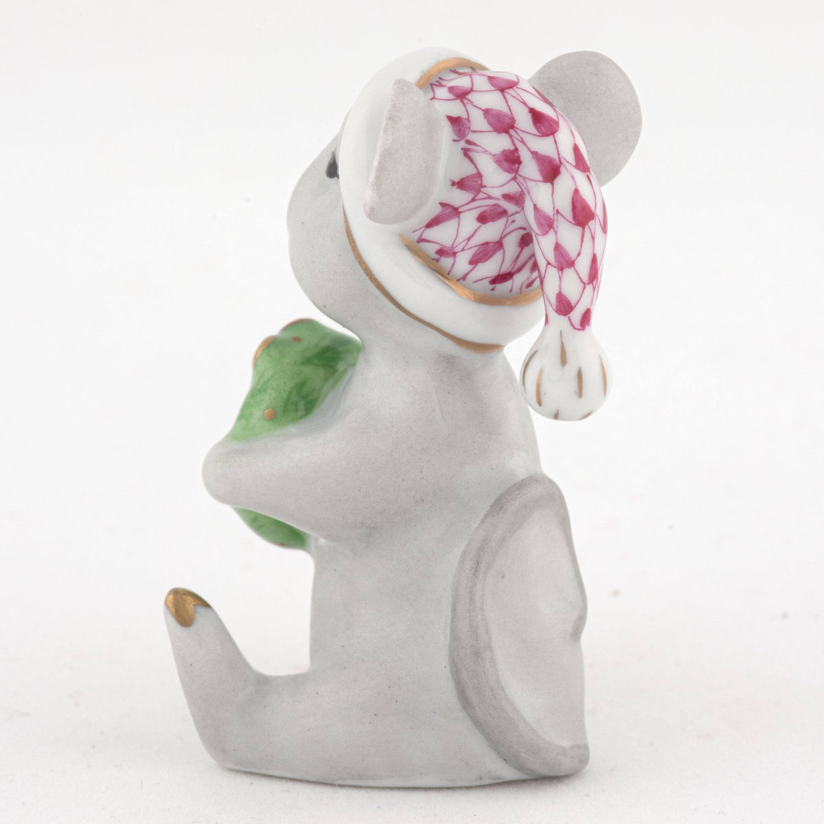 Herend Christmas Mouse Figurine – Raspberry, alternate view