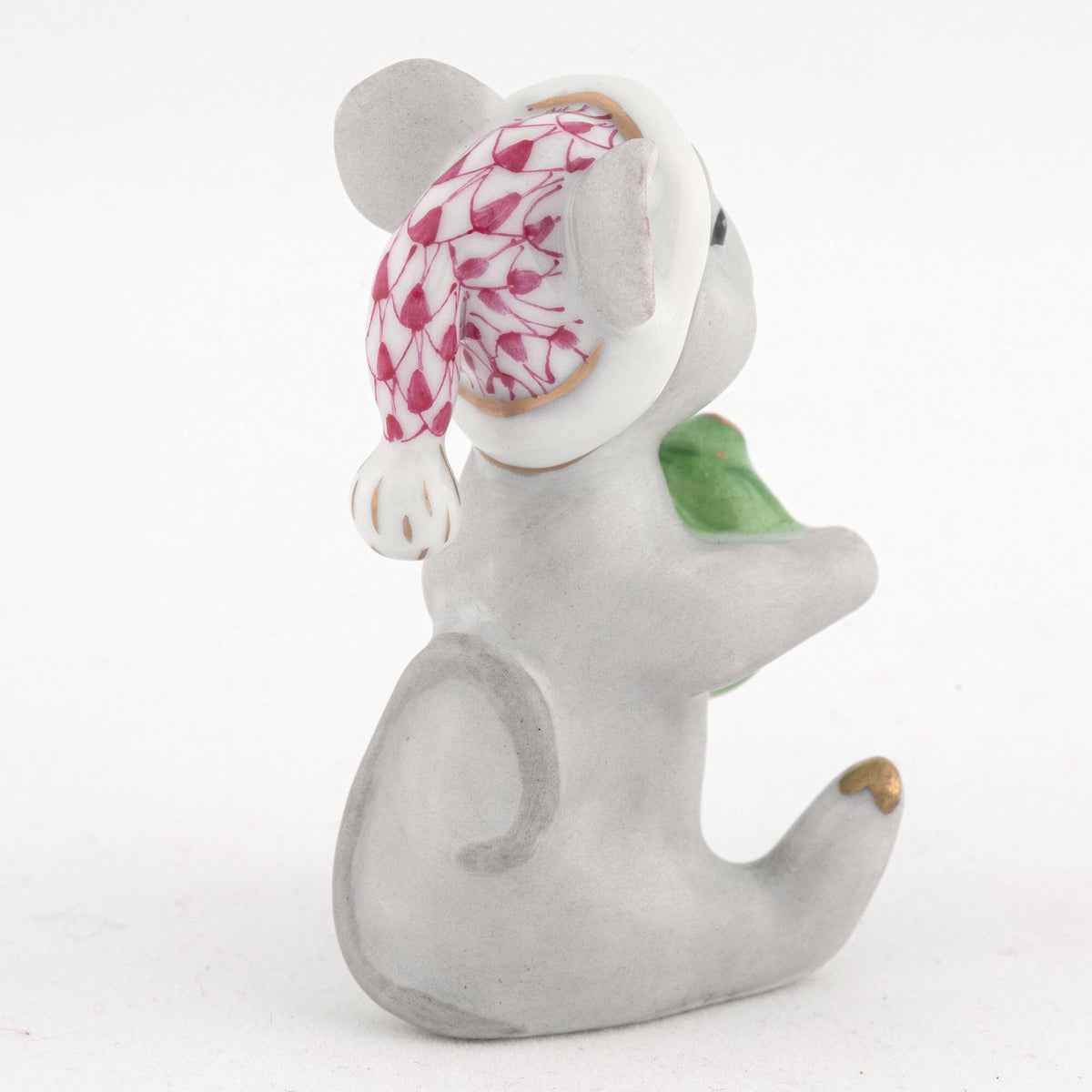 Herend Christmas Mouse Figurine – Raspberry, alternate view