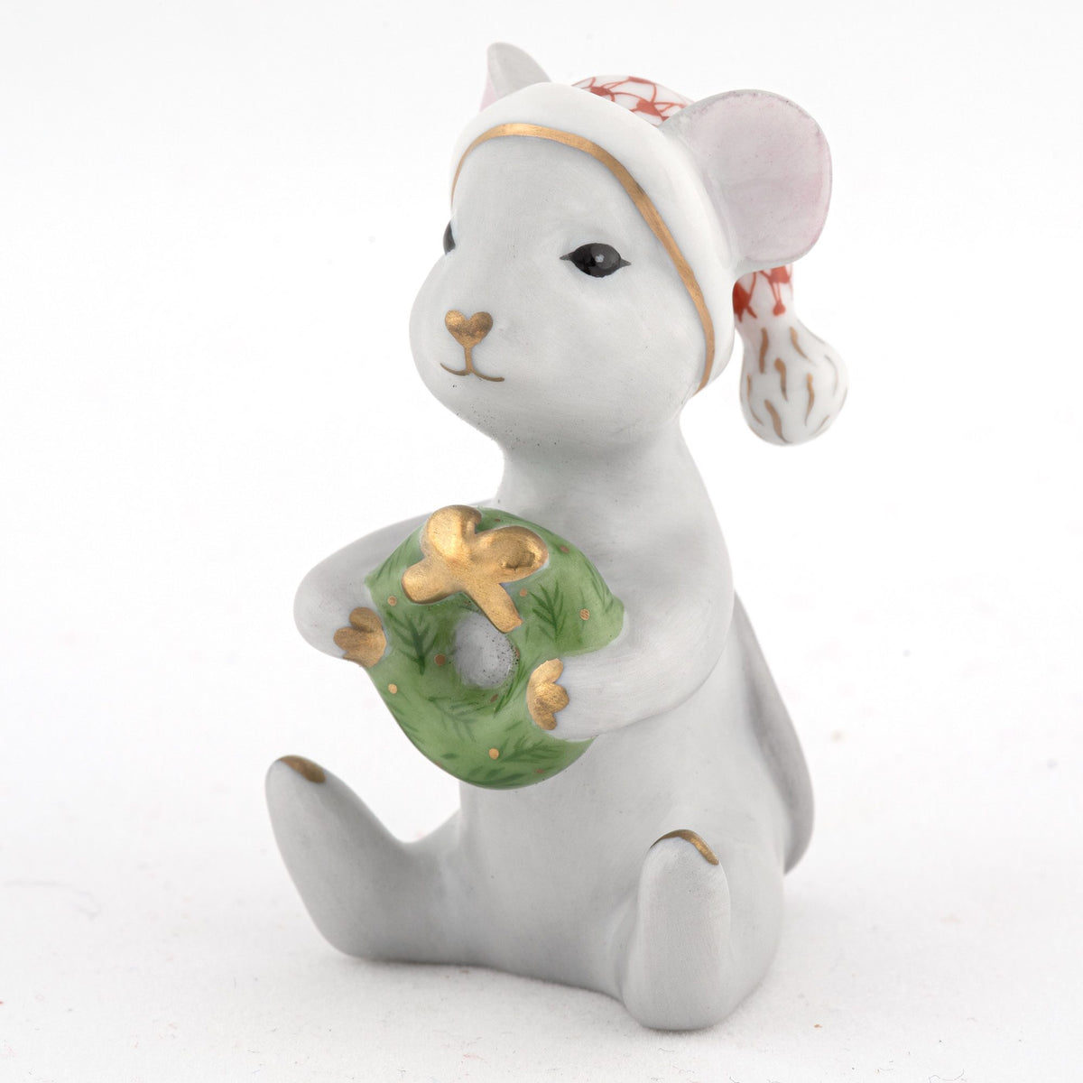 Herend Christmas Mouse Figurine – Rust, alternate view