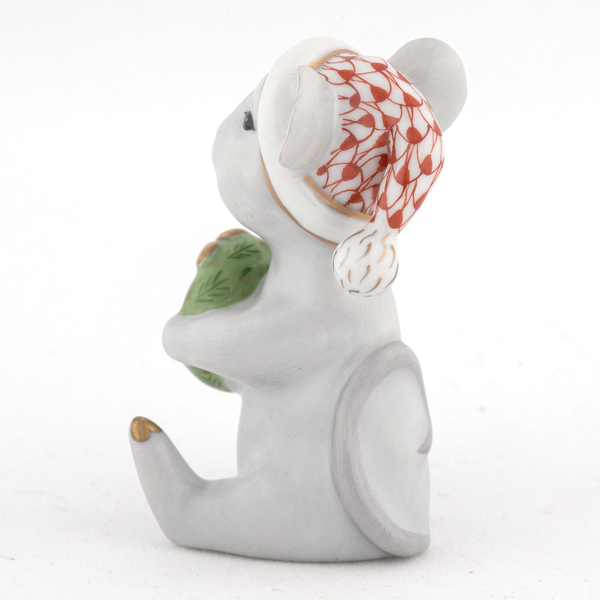 Herend Christmas Mouse Figurine – Rust, alternate view