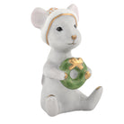 Herend Christmas Mouse Figurine porcelain figurine painted in the Butterscotch fishnet pattern