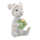 Hand-painted Herend Christmas Mouse Figurine in Raspberry fishnet porcelain on a white background