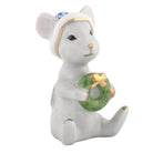 Herend Christmas Mouse Figurine porcelain figurine painted in the Sapphire fishnet pattern